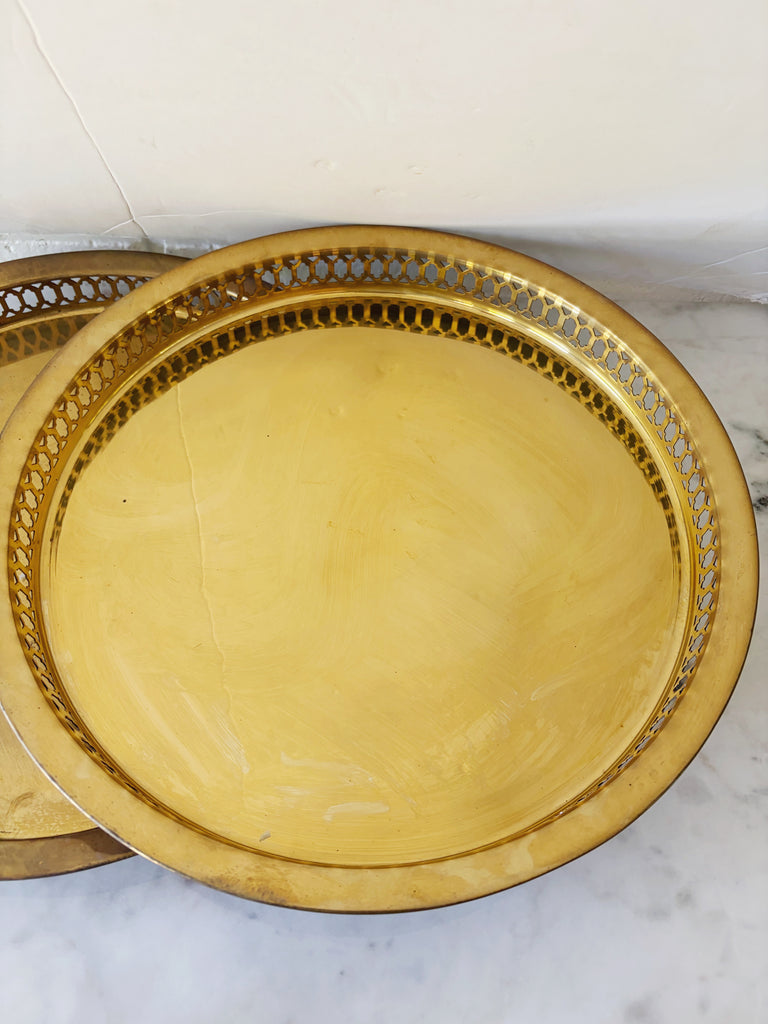 Vintage Brass Round Tray Set of 2