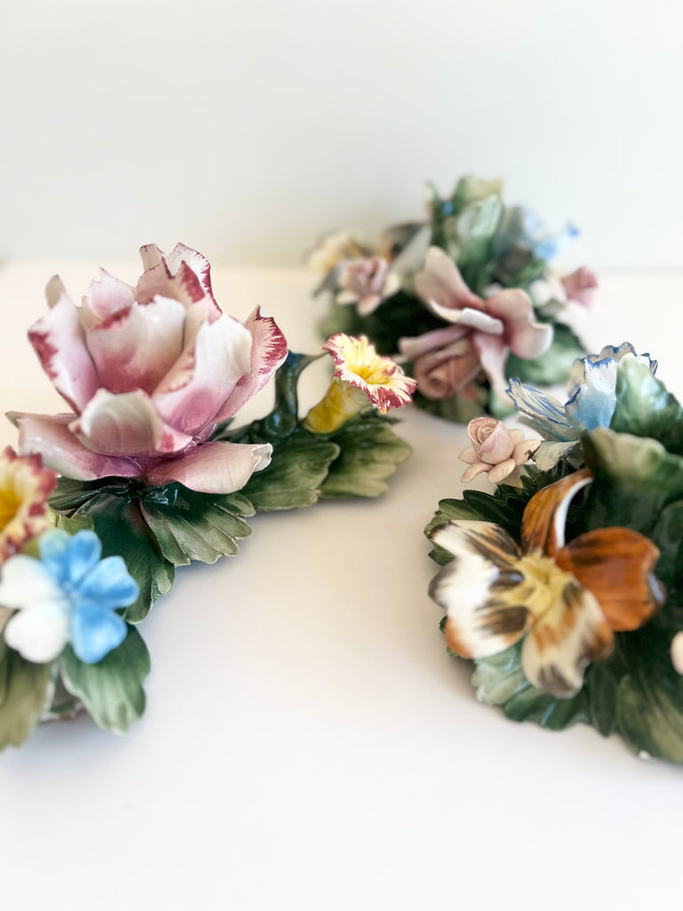 Vintage Italian Porcelain Candle Holder Set