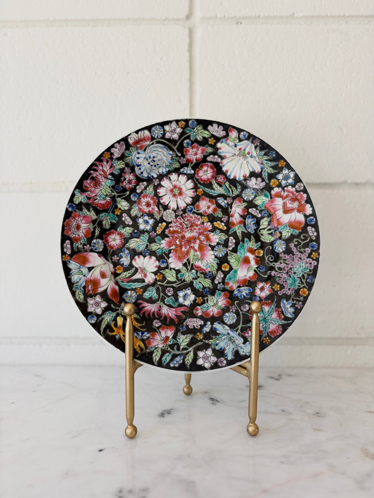 Vintage Handpainted Floral Ceramic Plate