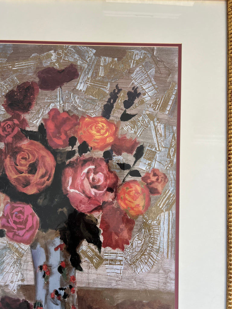 Quality Floral Arrangement in White Vase Still Life Painting