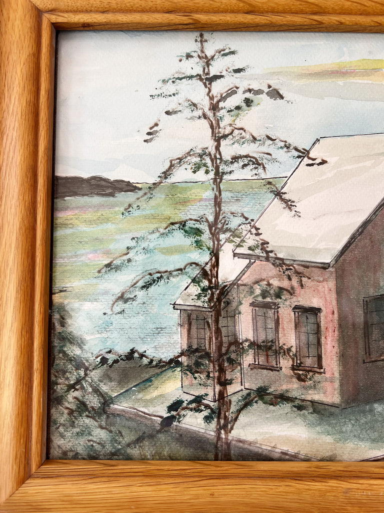Framed Original Painting Homestead by the Lake
