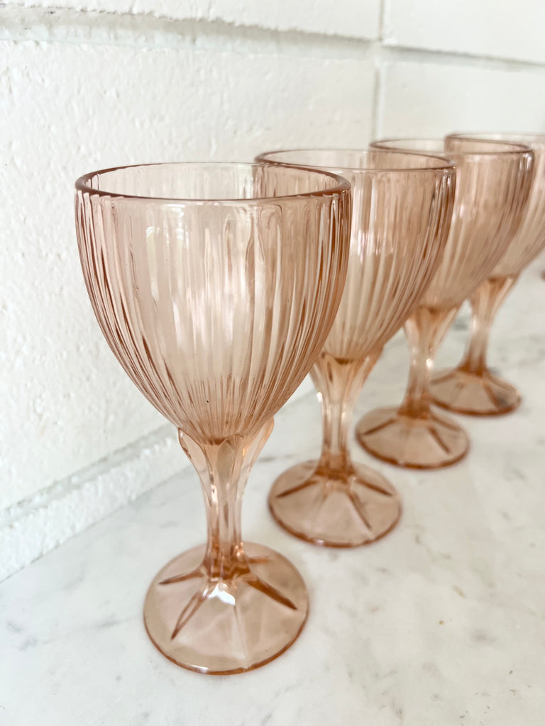 Vintage Pink Fosteria Glassware Set of 8