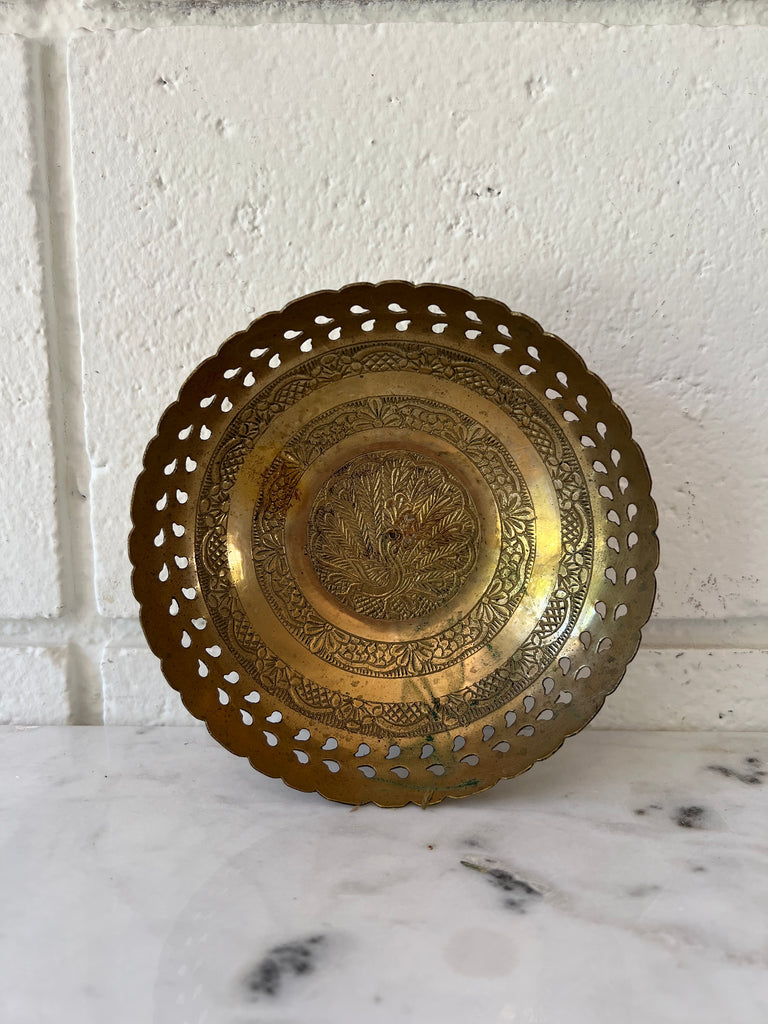 Ornate Peacock Decorative Brass Bowl