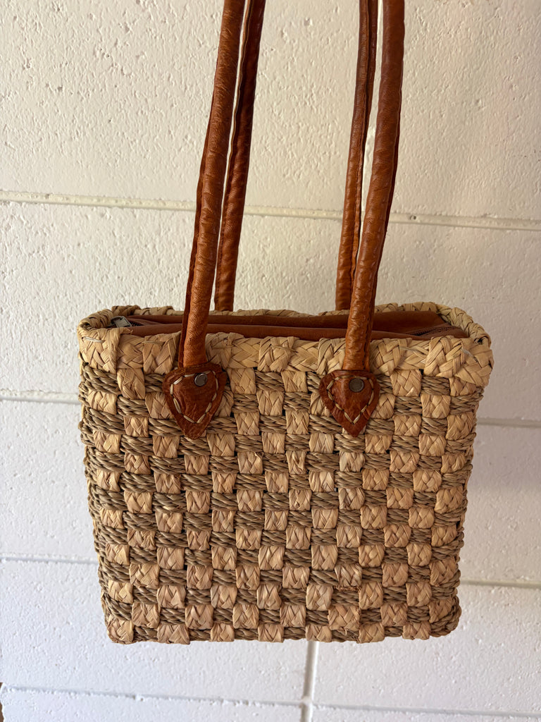 Vintage Handwoven Italian Leather Strap Shoulder Bag