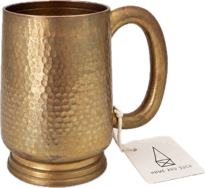 Hammered Footed Brass Mug