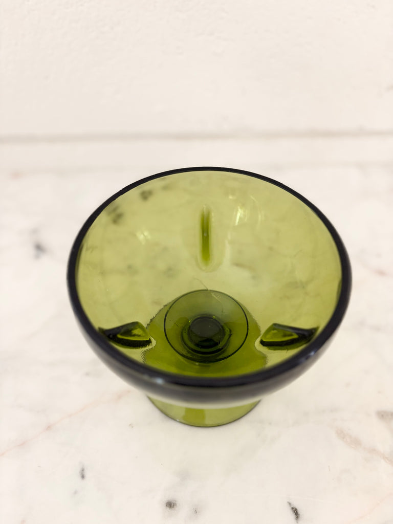 Vintage Indiana Glass Green Pedestal Bowl