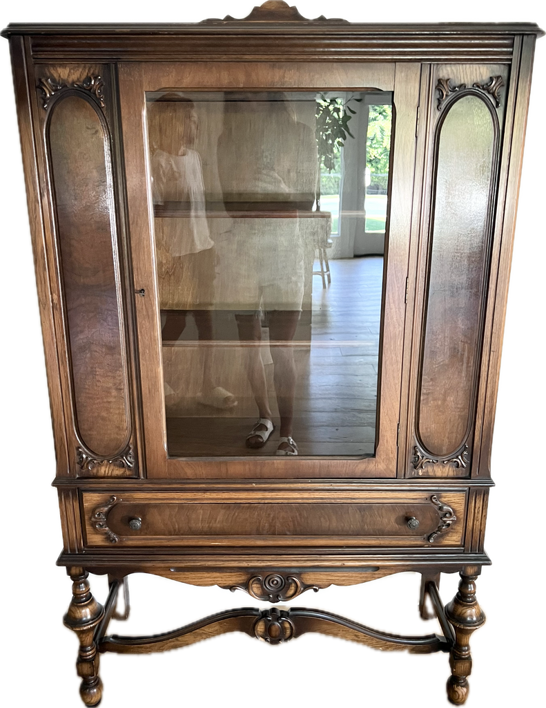 Antique Curio Display Armoire Cabinet