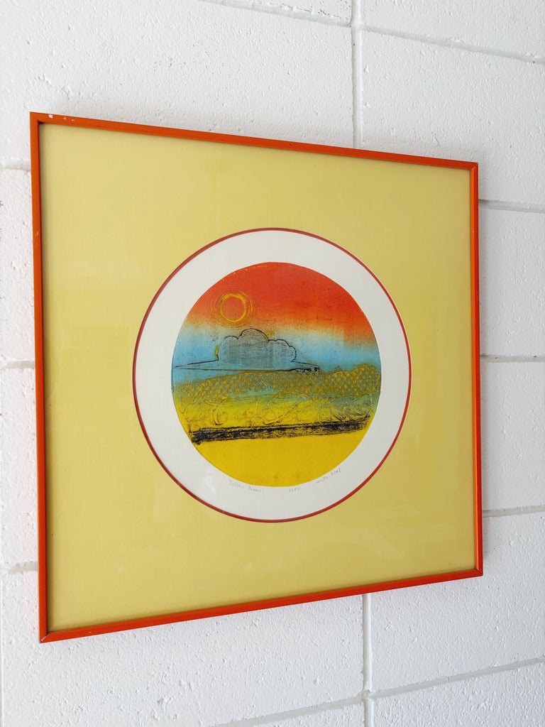 Framed & Matted Original Artwork “Yellow Moon”