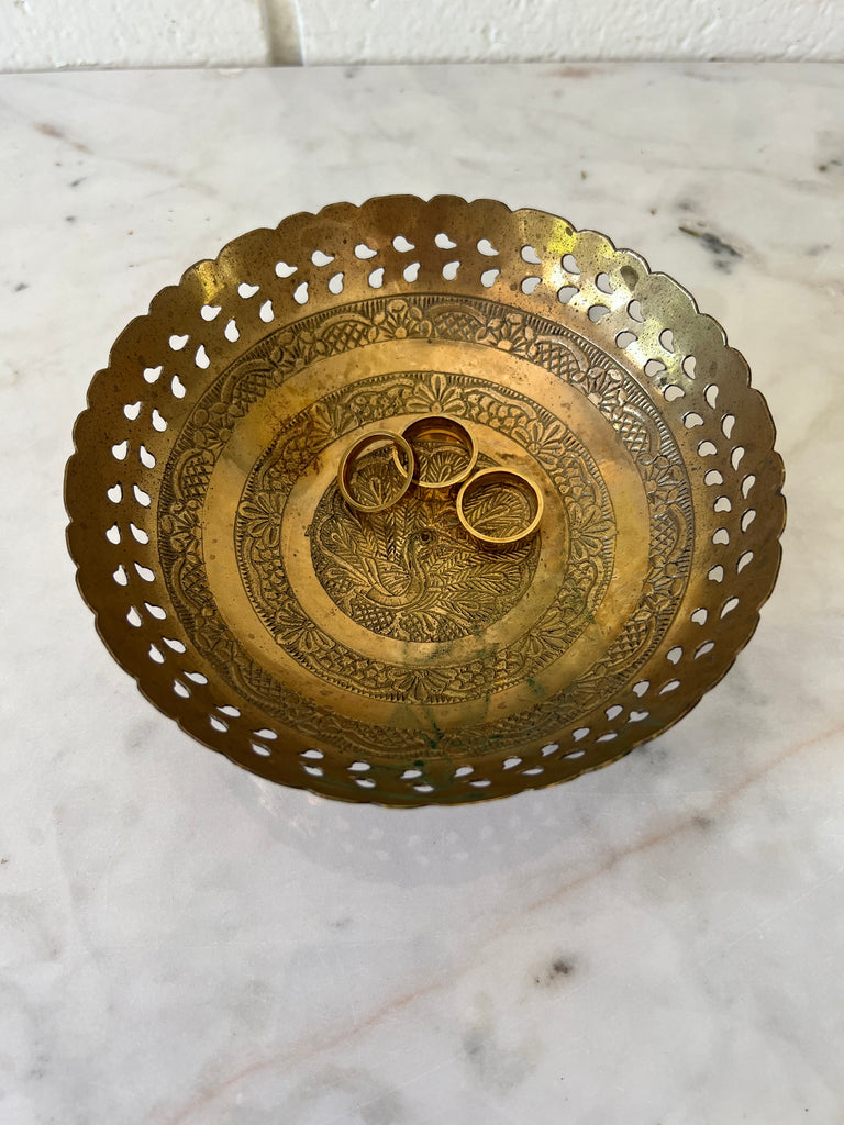 Ornate Peacock Decorative Brass Bowl