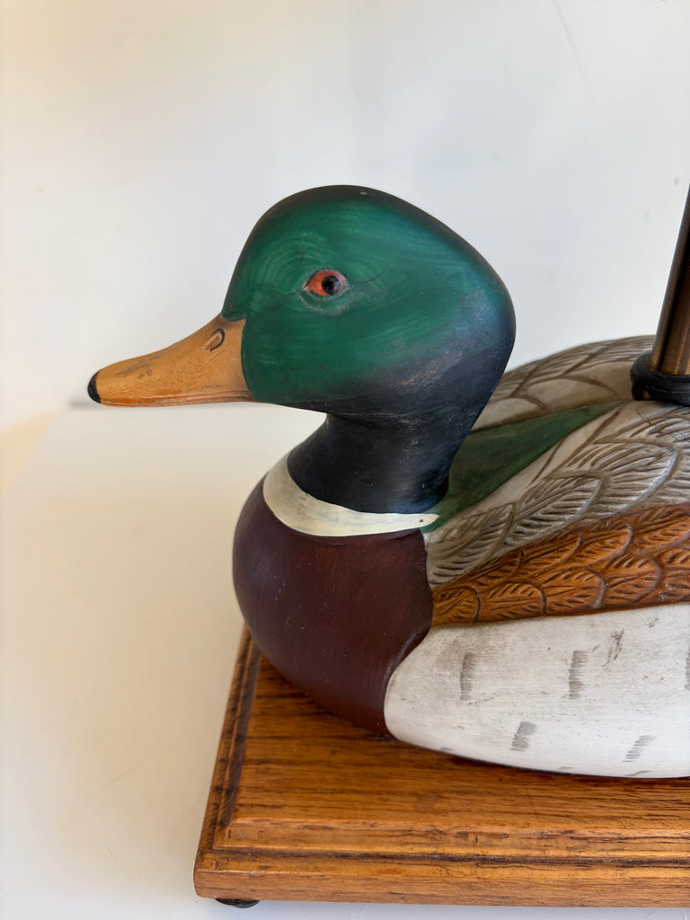Vintage Hand-painted Mallard Duck Lamp