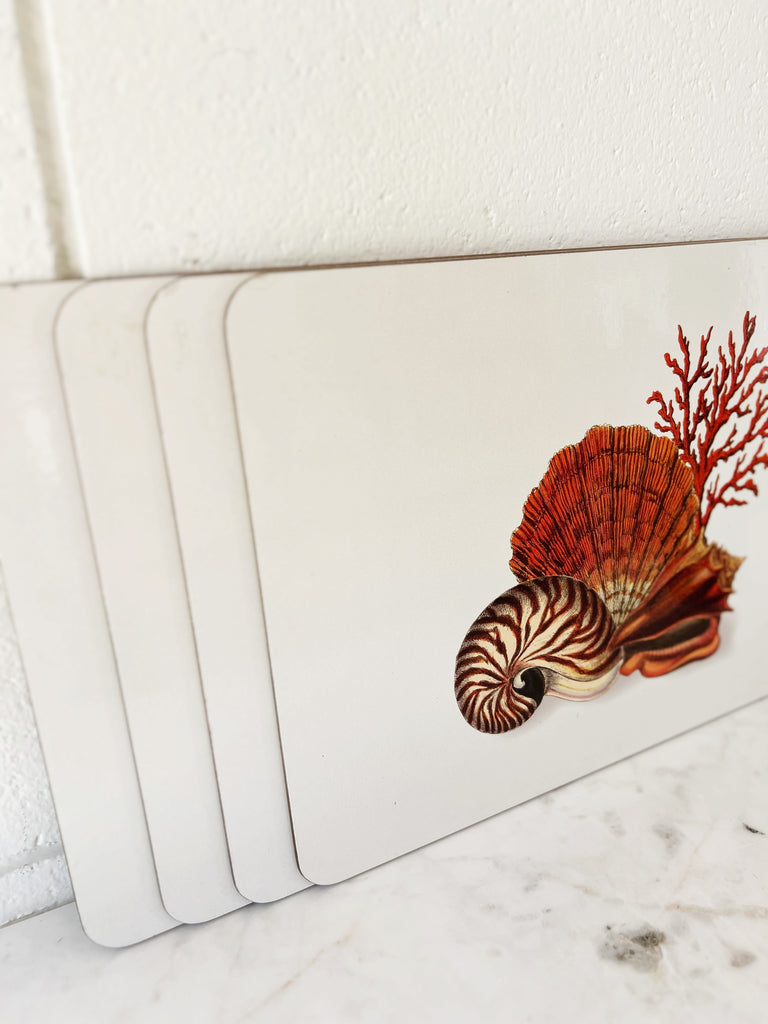 Seashell Coral Hardboard Placemats Set of 4