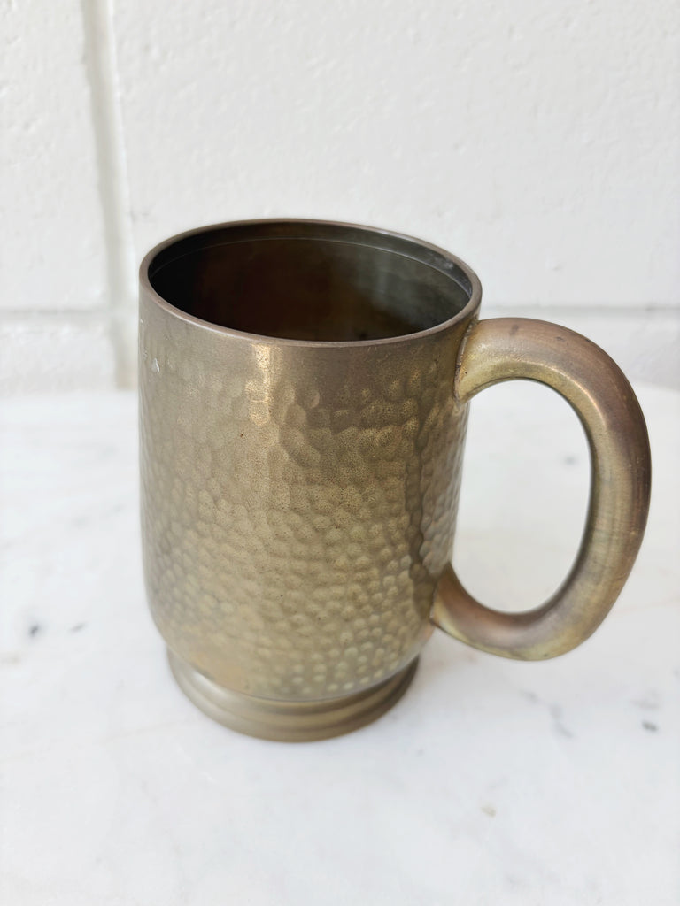 Hammered Footed Brass Mug