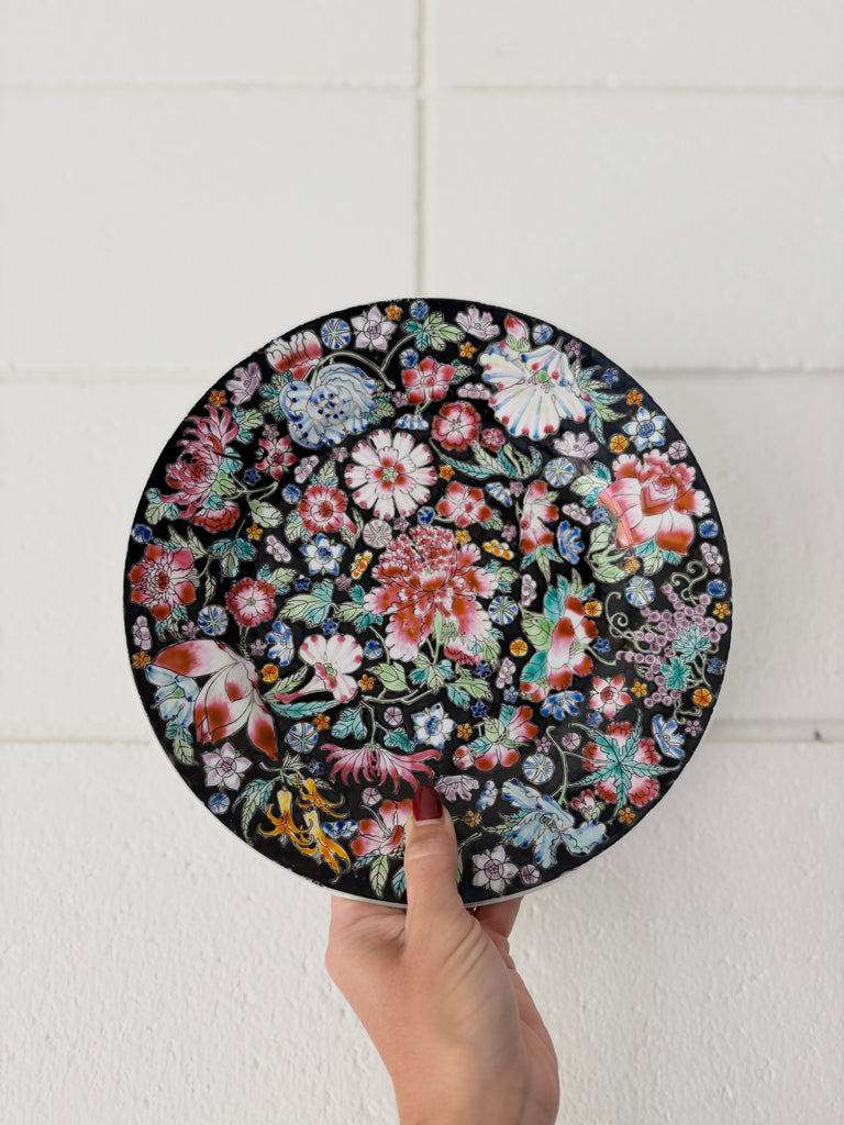 Vintage Handpainted Floral Ceramic Plate