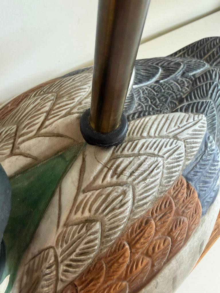 Vintage Hand-painted Mallard Duck Lamp