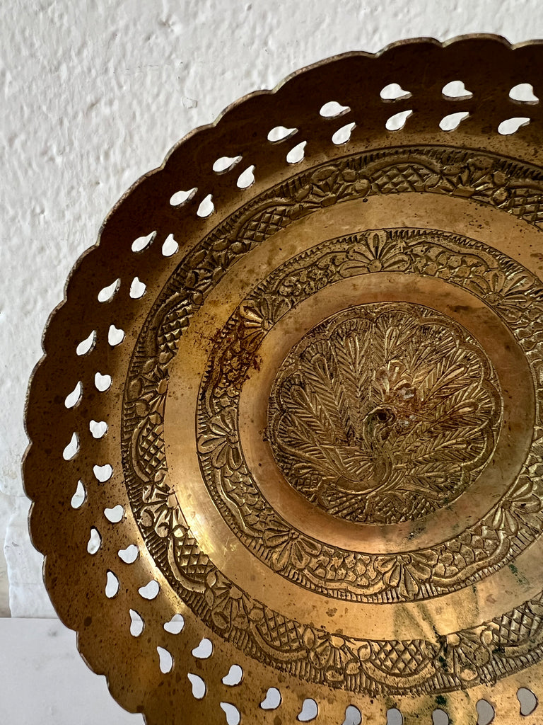 Ornate Peacock Decorative Brass Bowl