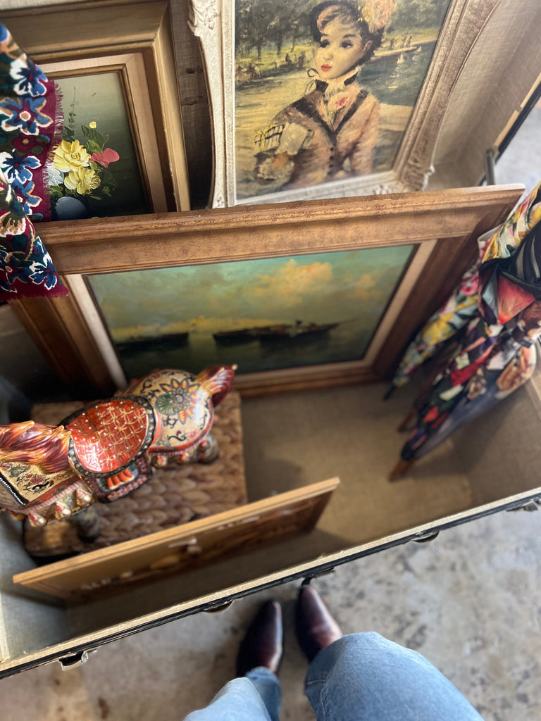 Framed Vintage Signed Original Oil on Wood Floral Still Life Painting