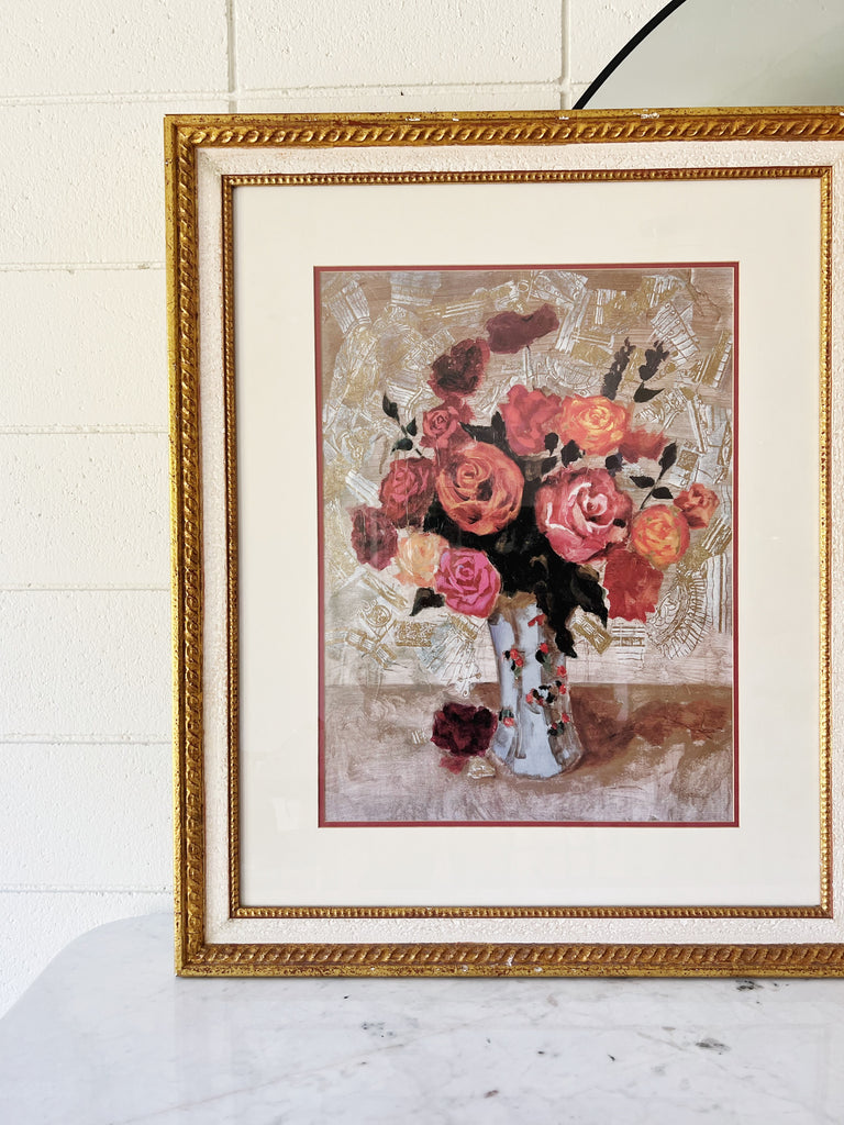 Quality Floral Arrangement in White Vase Still Life Painting