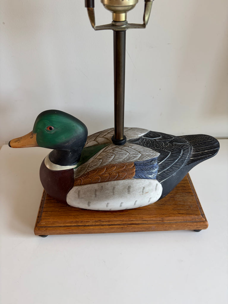 Vintage Hand-painted Mallard Duck Lamp