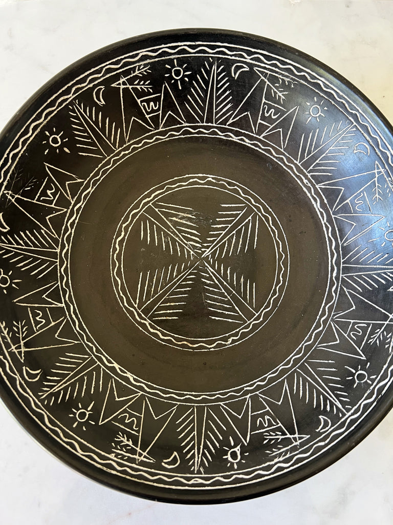 Etched Primitive Tribal Bowl