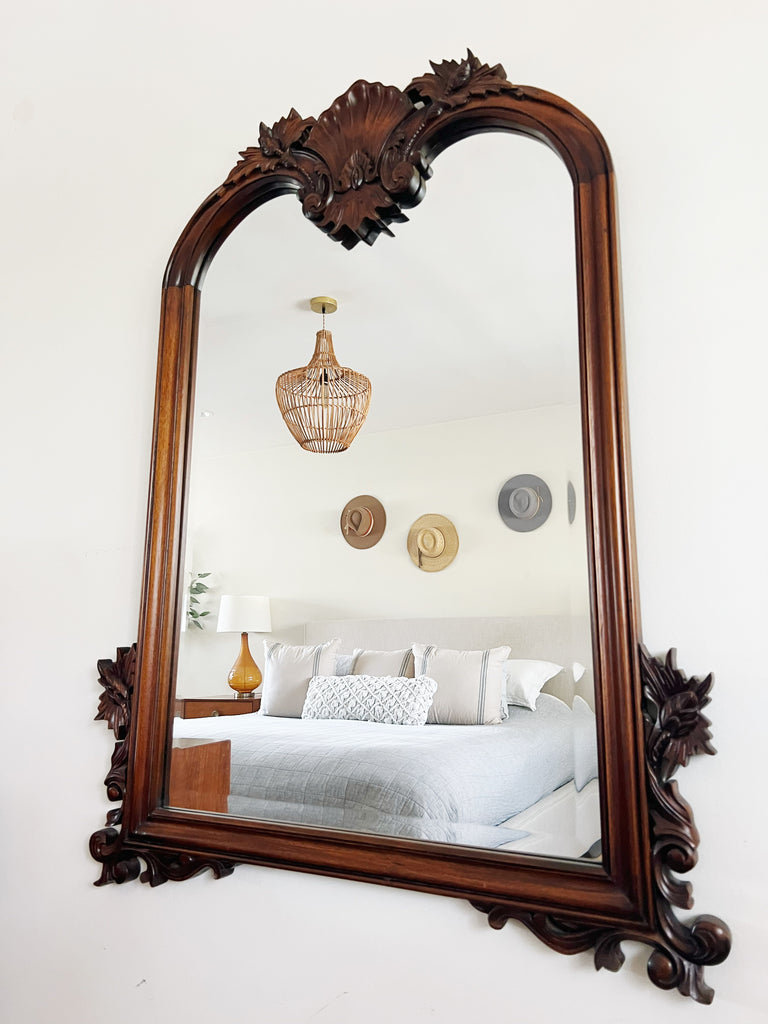 Rococo Carved Mahogany Beveled Wall Mirror