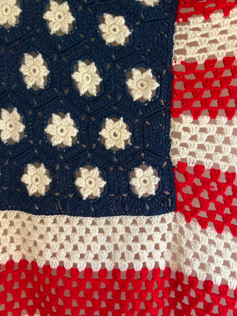 Handmade Patriotic American Flag Crochet Blanket