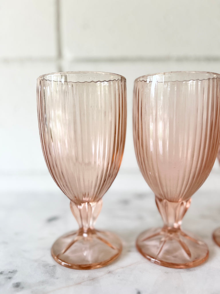 Vintage Pink Fosteria Glassware Set of 8