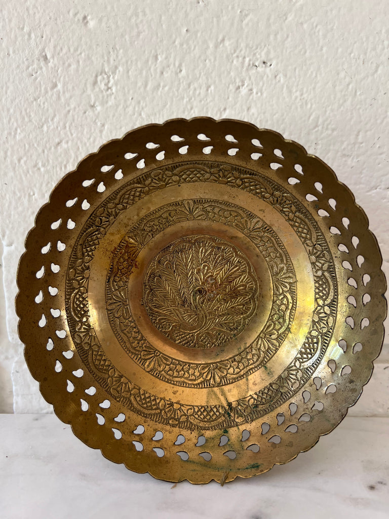 Ornate Peacock Decorative Brass Bowl