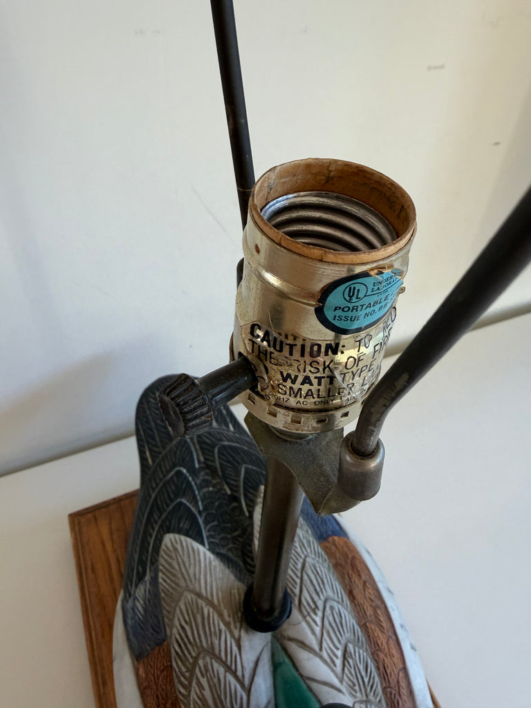 Vintage Hand-painted Mallard Duck Lamp