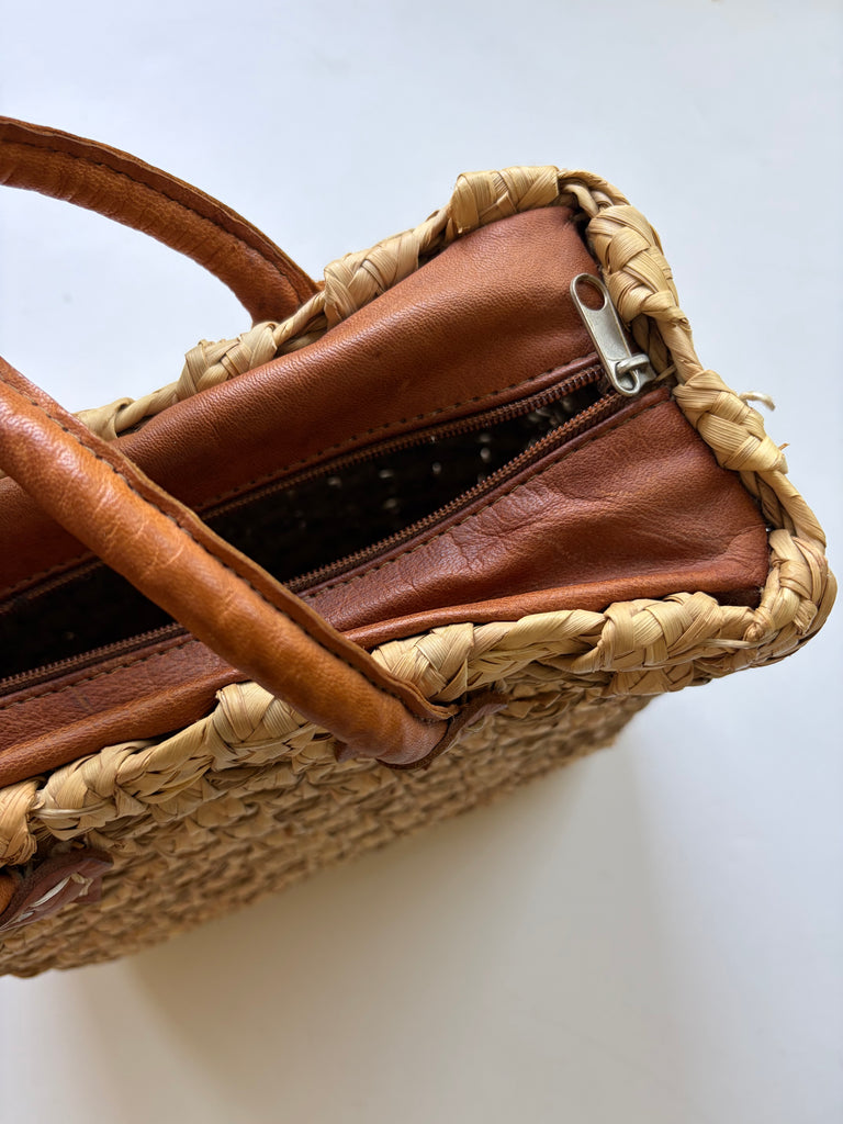 Vintage Handwoven Italian Leather Strap Shoulder Bag
