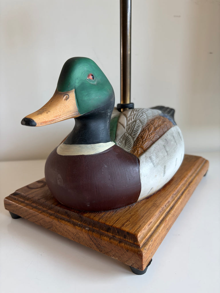 Vintage Hand-painted Mallard Duck Lamp