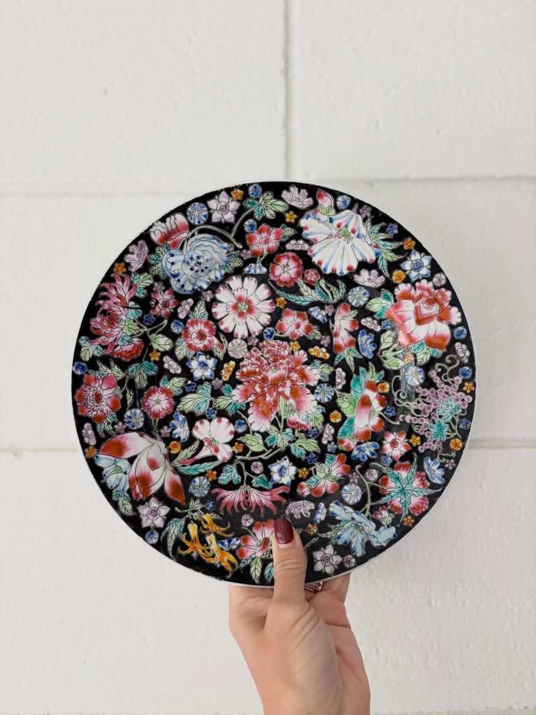 Vintage Handpainted Floral Ceramic Plate