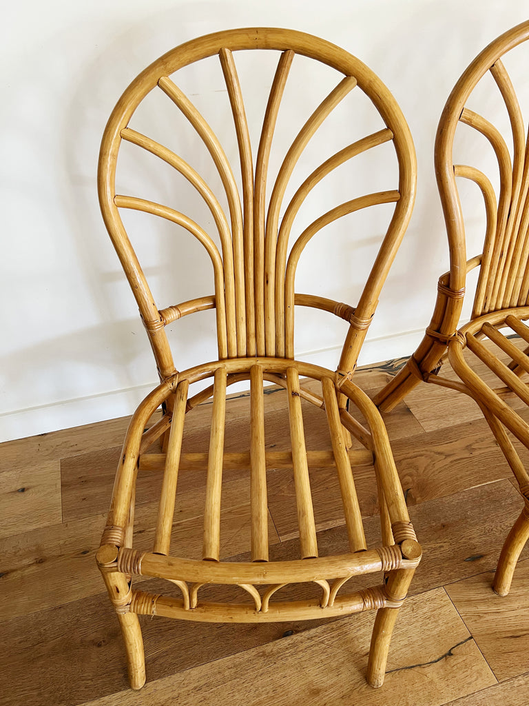 Set of Two Vintage Rattan Accent Chairs