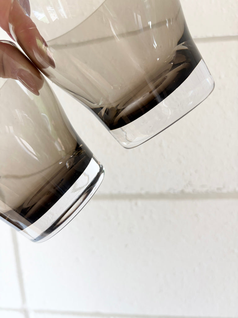 Vintage Libbey Gray Smoke Tumbler Glassware Set of 2