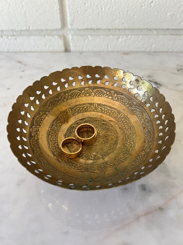 Ornate Peacock Decorative Brass Bowl