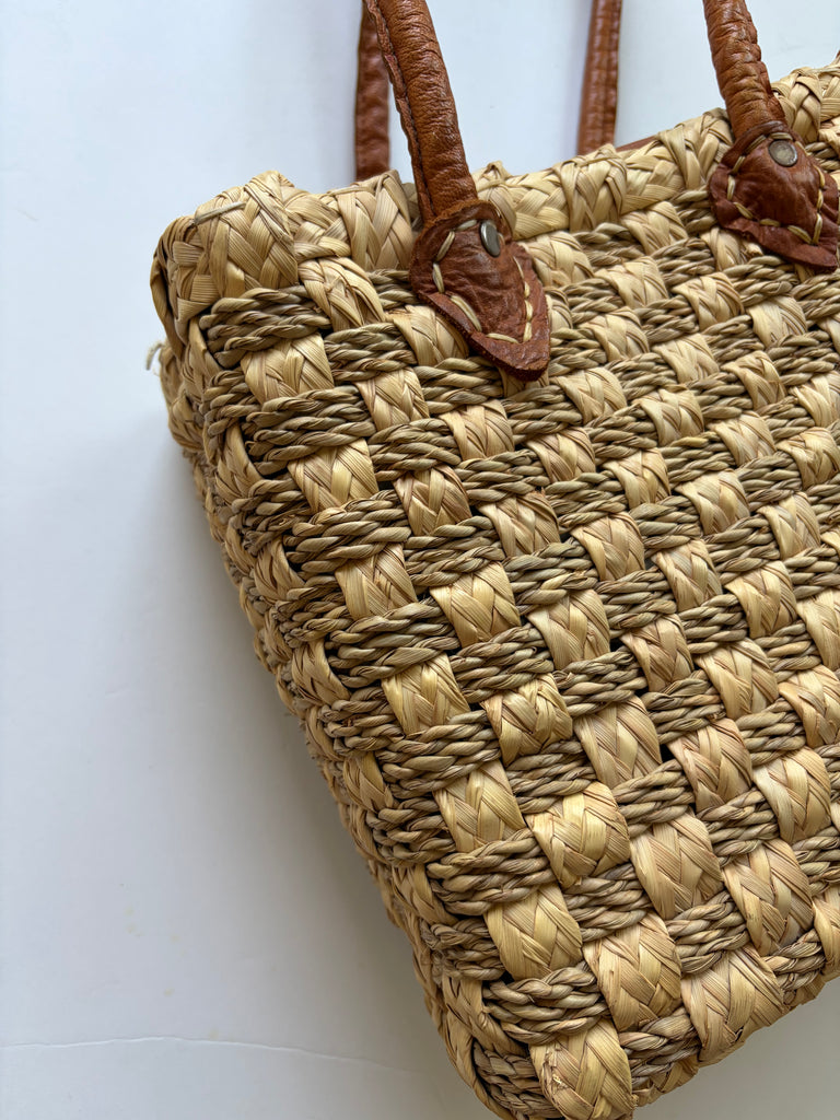 Vintage Handwoven Italian Leather Strap Shoulder Bag