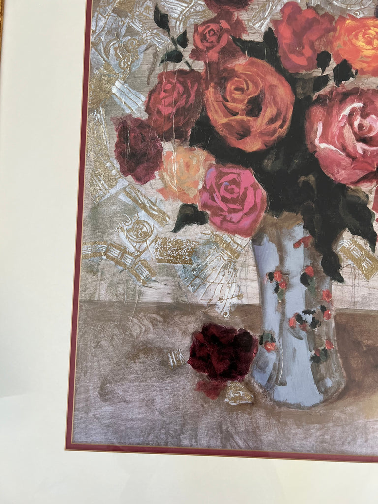 Quality Floral Arrangement in White Vase Still Life Painting