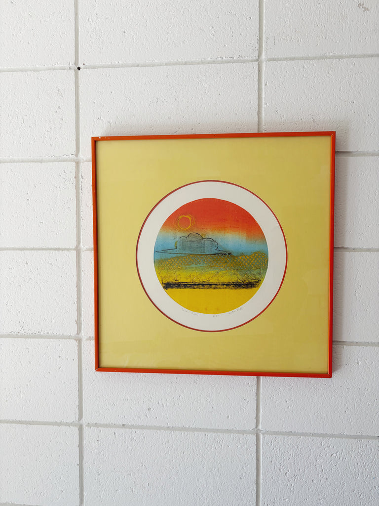 Framed & Matted Original Artwork “Yellow Moon”