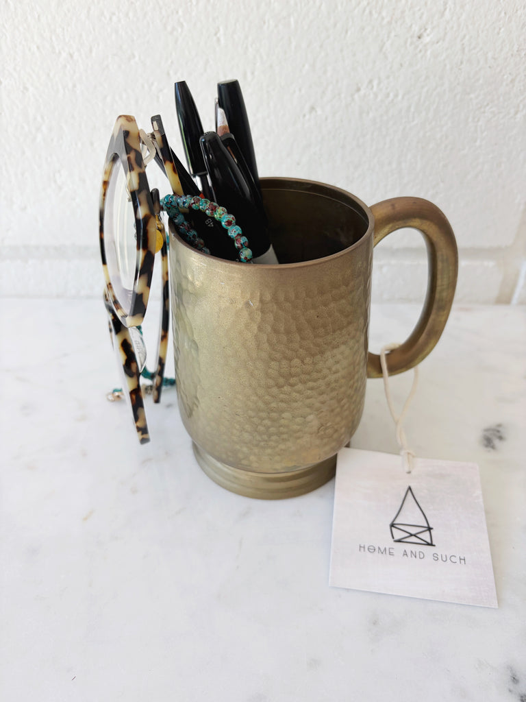 Hammered Footed Brass Mug