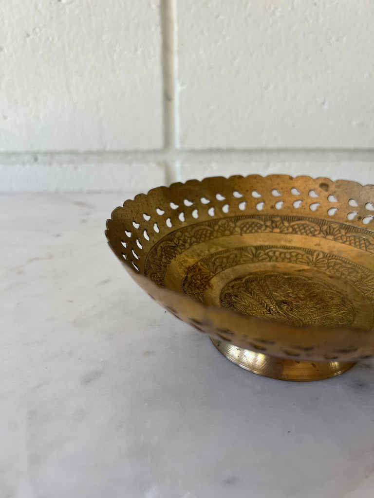 Ornate Peacock Decorative Brass Bowl