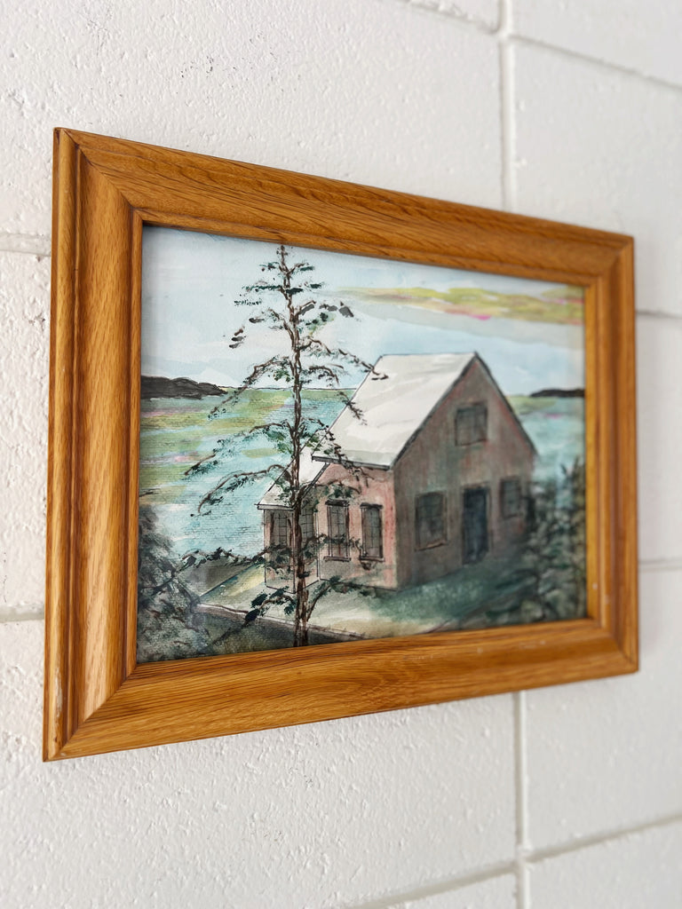 Framed Original Painting Homestead by the Lake