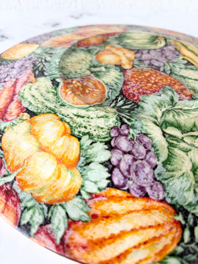 Vintage Gold Rimmed Autumn Harvest Thanksgiving Reverse Decoupage Plate