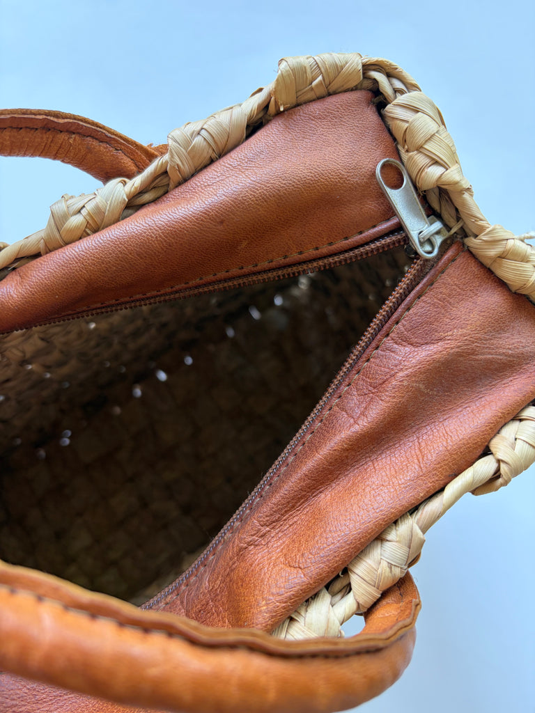 Vintage Handwoven Italian Leather Strap Shoulder Bag