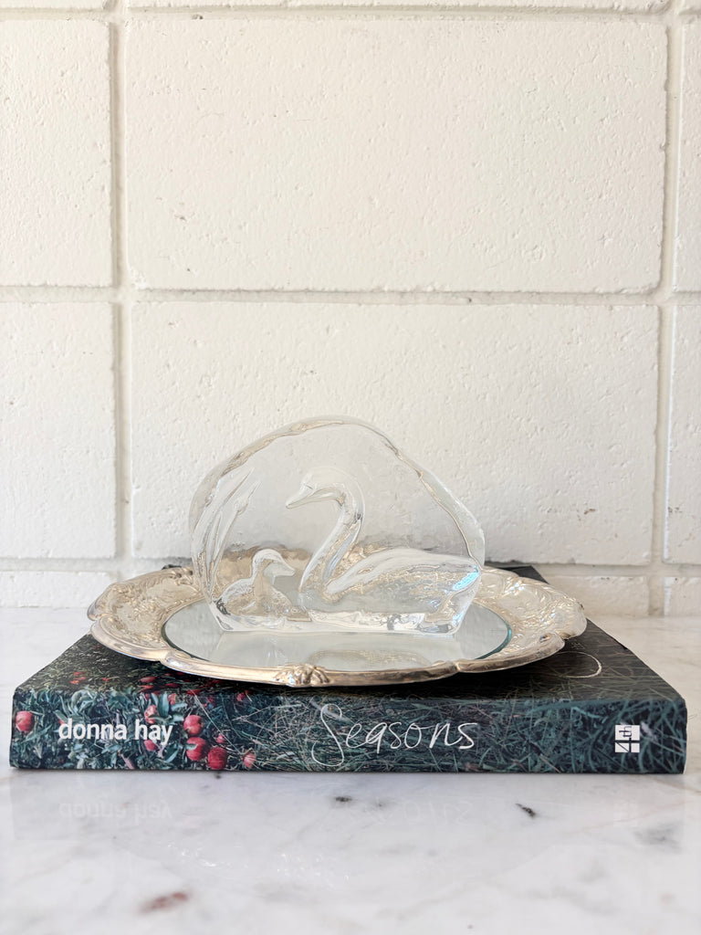 Scalloped Silver Ornate Round Mirror Tray