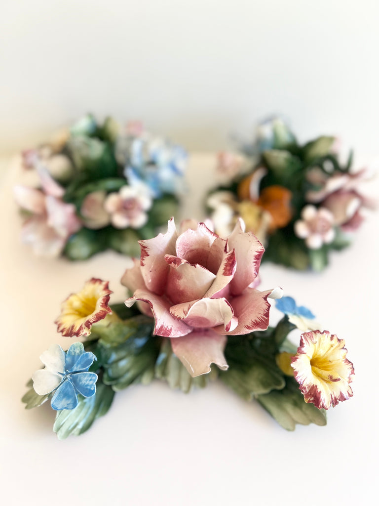 Vintage Italian Porcelain Candle Holder Set