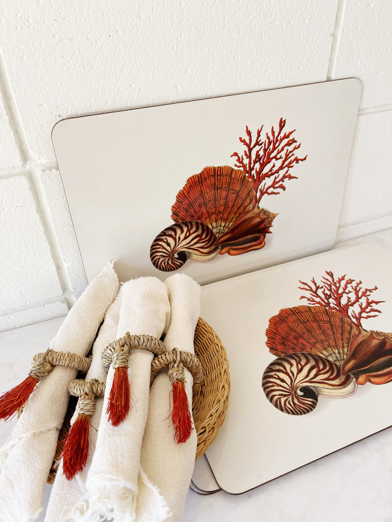 Woven Raffia Napkin Holders Set of 6