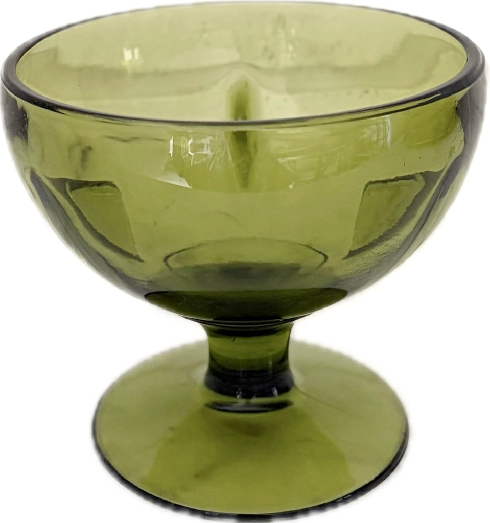 Vintage Indiana Glass Green Pedestal Bowl