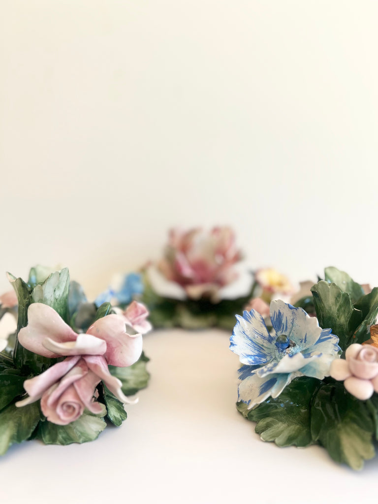 Vintage Italian Porcelain Candle Holder Set
