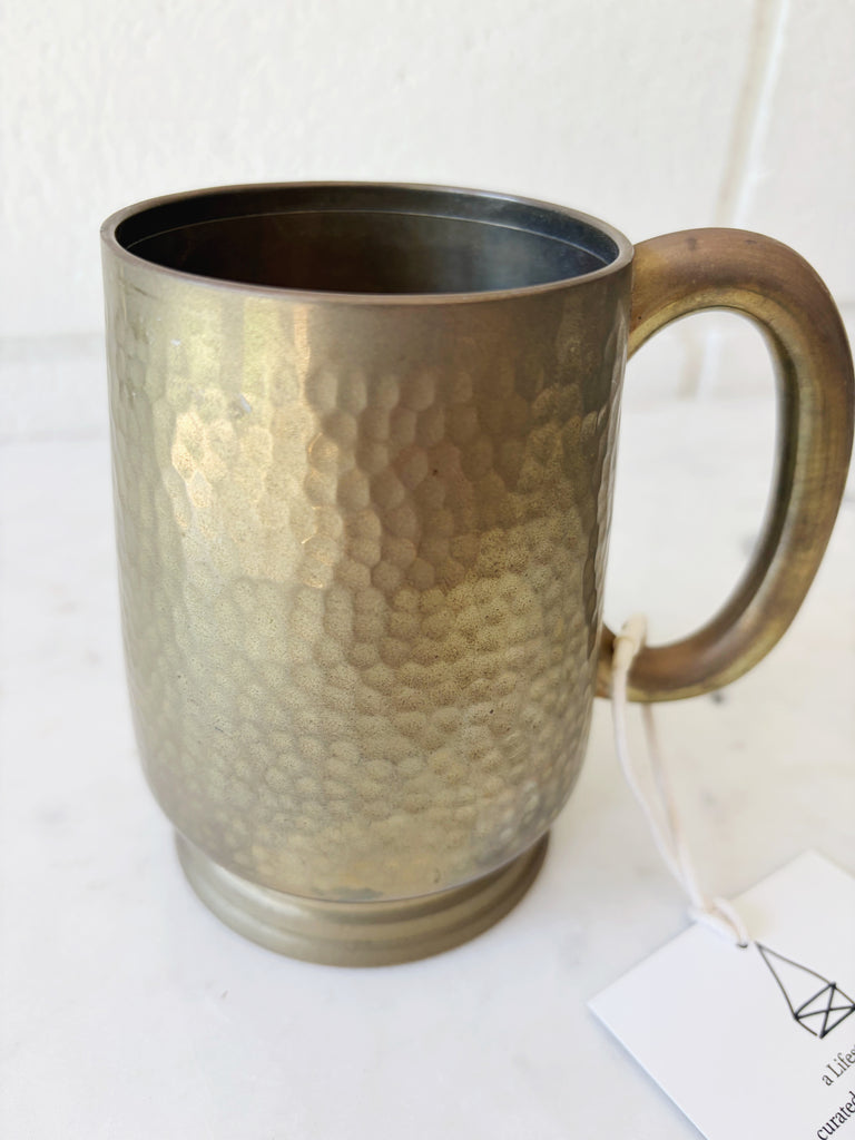 Hammered Footed Brass Mug