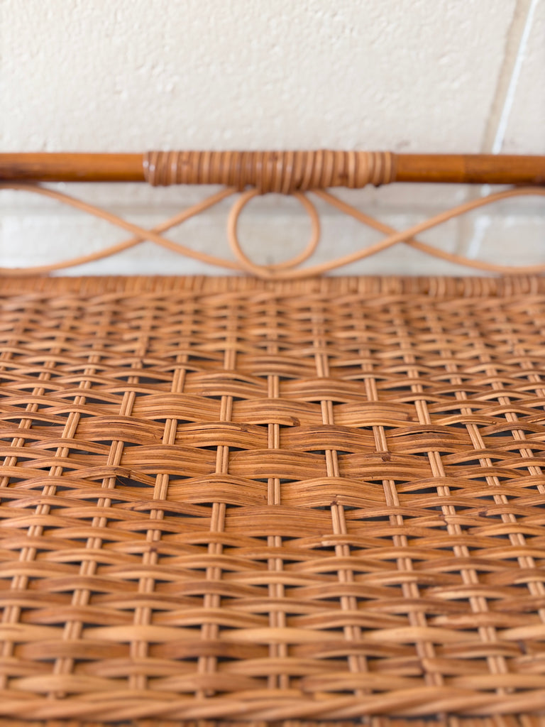 Vintage Bamboo Handwoven Rattan Basket Serving Tray