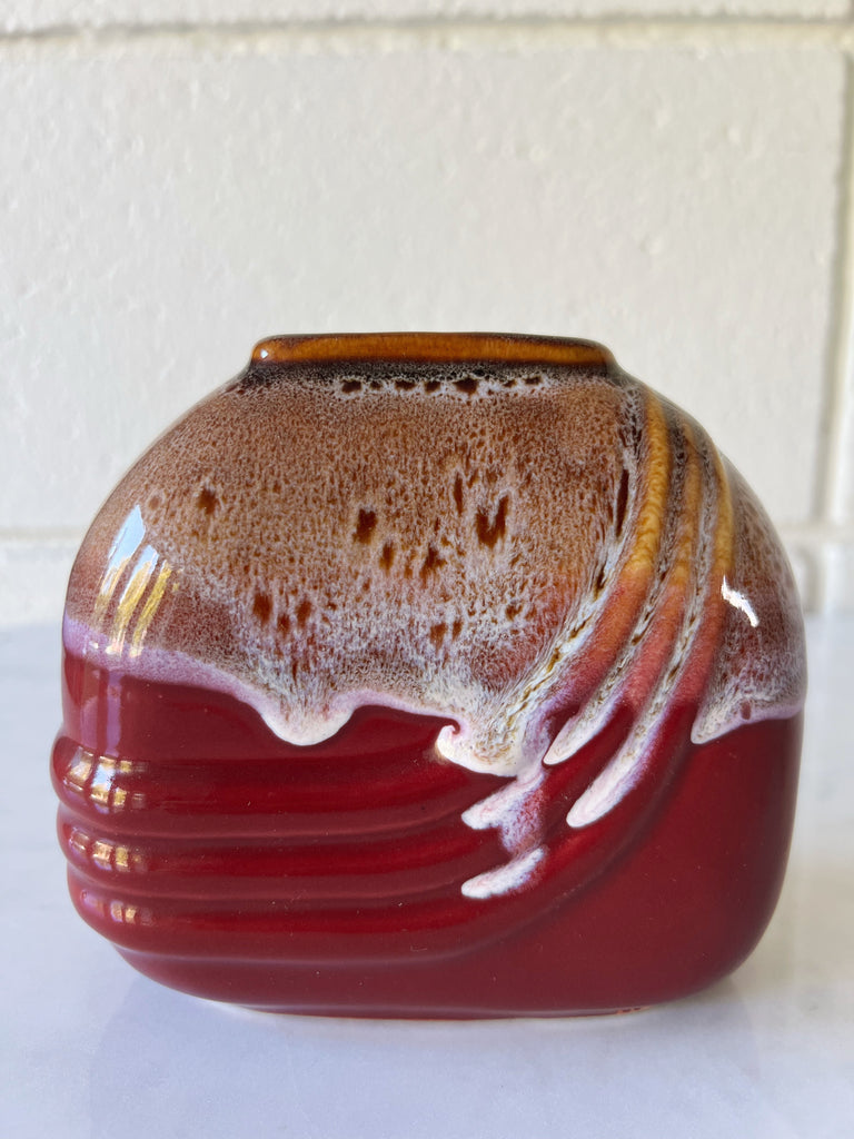 Burgundy Oval Ceramic Vase